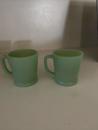 2 Vintage Fire King Jadeite D Handle Coffee Mugs More Available