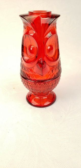 Vintage Viking Glass Ruby Red Amberina Owl Fairy Lamp Flawless