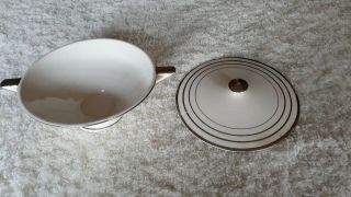 Salem China Art Deco White/silver Accent Sugar Bowl