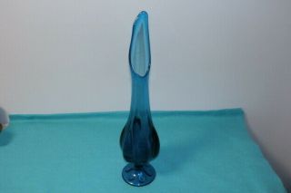Vintage Viking Glass Epic Six Petal Pattern Swung Vase Bluenique Blue 19 " Tall.
