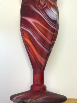Vintage Imperial Satin Red And Yellow Slag Glass Vase 3