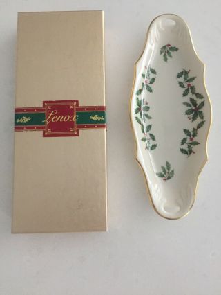 Lenox China Holiday Condiment Dish.  Hand Decorated With 24k.