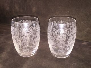 Pair Vintage Baccarat France Crystal Glasses Great Design Pattern 2