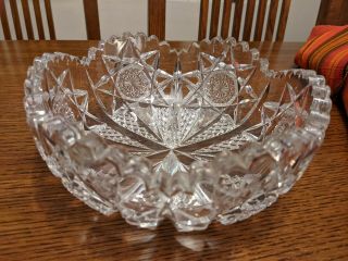 American Brilliant Cut Glass Bowl - 8 Inch - Signed Hawkes