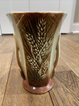 Vintage Mccoy Pottery Pine Cone Reed Design Vase Planter 8” Usa