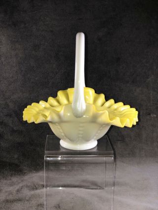 Fenton Art Glass Tiara 10 1/2” Basket,  Yellow Overlay Circ 1950