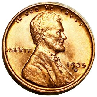 1935 - S Lincoln Wheat Penny,  Shine 1c Copper San Fran.  Cent Nr