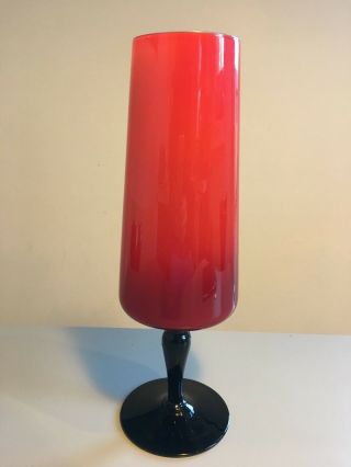 Swedish Italian Glass Bottle Vase Vintage Retro Brandy Goblet 60s 70s Red Cased