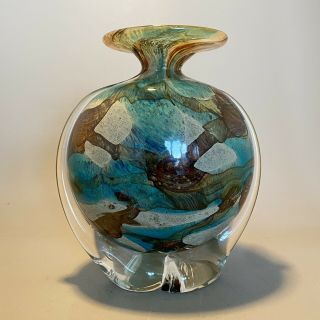 Vintage Studio Art Glass Vase - Mdina Tiger Pattern - Height 15cm