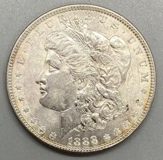 1888 Morgan Silver Dollar With Slight Golden Toning