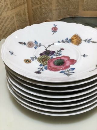 A Raynaud Ceralene Limoges Anemones Saucer Plates Set Of 8 - 6” Dia