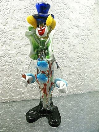 Murano Large Glass Figurine Of A Clown 12 Inches High.