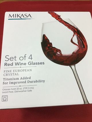 Mikasa Set Of 4 Red Wine Glasses Fine European Crystal 25 Oz