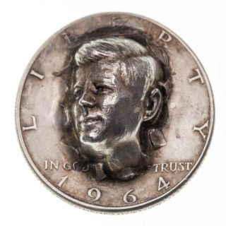 1964 Silver Kennedy Half Dollar 3d Pop - Out Repousse Coin Alvin Hutson 1966