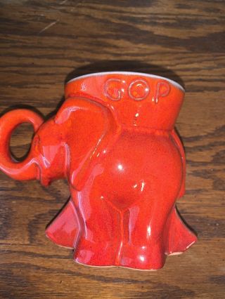 Frankoma Pottery Republican Political Mug 1976 Gop Elephant Orange