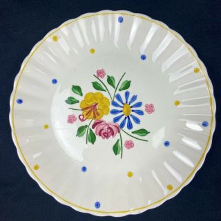 Vintage Southern Blue Ridge Pottery Polka Dot Dinner Plate 9.  25 "