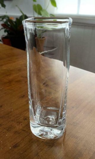 Simon Pearce Handmade Woodbury Square Glass Bud Vase 6.  5 " X 2.  5 " First Quality