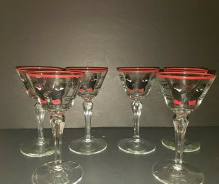 6 Vintage Bar Ware Libbey Mr.  Pickwick Dickens 4oz Martini Cocktail Glasses