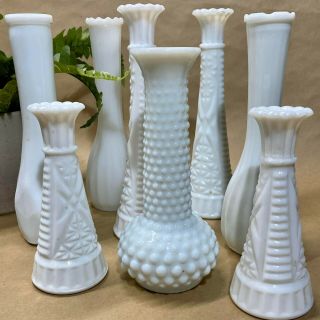 Vintage Milk Glass,  Assortment,  Vases Candle Holders,  Bud Vases,  Wedding,  Shower