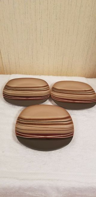 Set Of 3 Better Home And Gardens Bazaars Brown Salad Plates 8 3/4 "