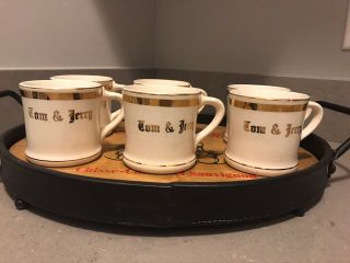 Set Of 4 Vintage Tom & Jerry Ivory Coffee Punch Handled Mugs Fiesta Ware