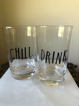 Rae Dunn Chill.  & Drink.  Pint Glasses -