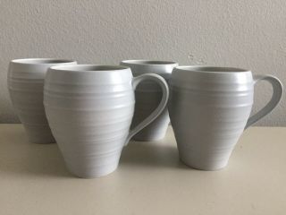 Set Of 4 Mikasa Swirl Grey Coffee Mug Cup Matte Finish Soft Grey Color