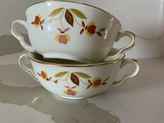 2 Hall Jewel Tea " Autumn Leaf " Cream Soup Bowls Two