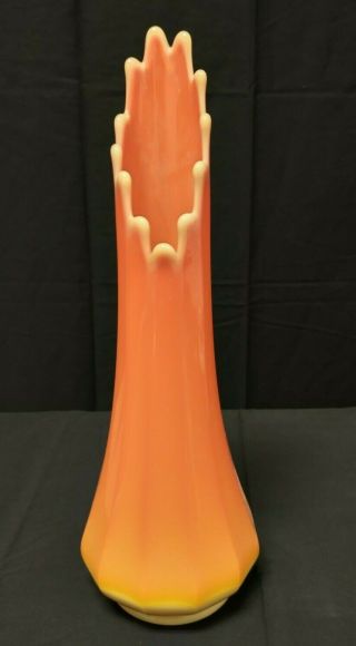 Vintage L.  E.  Smith Bittersweet Orange Slag Glass Swung 16 " Vase