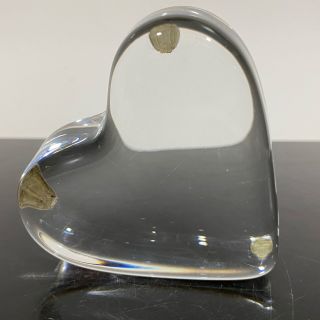 Signed Baccarat France Crystal Clear Glass Heart Paperweight Figurine