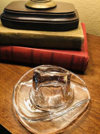 Vintage Ralph Lauren Lead Crystal Glass Western Cowboy Hat Paperweight Art Decor