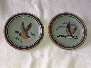 Vintage Stangl Pottery Mallard Duck & Canadian Goose Coaster Set
