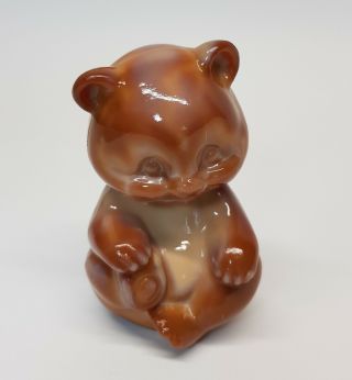 Fenton Art Glass - Brown Caramel Slag - 3 1/2 " Tall Sitting Bear Figurine