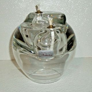 Arabeska Oil Lamp Hand Made In Poland 2 Wicks With Tag 5 " Heavy