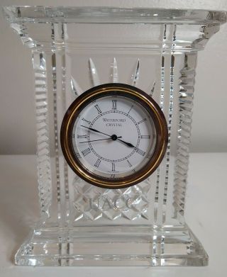 Waterford Atrium Pattern Irish Cut Crystal Mantle Clock W/ Uacc Script