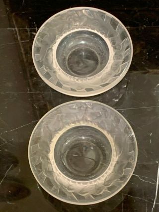 Vintage Lalique Crystal Sparrow Birds Ring or Pin Dishes 3