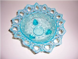 Antique Eapg 1906 Northwood Shell Wild Rose Sky Blue Candy Bowl Dish Opalescent