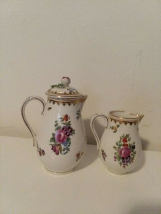 Booths Silicon China Creamer Set Of 2 Floral W Birds And Insects Charles R Lynde