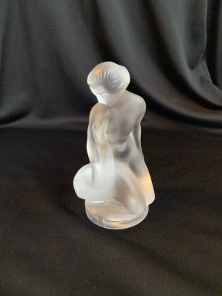 Lalique France Frosted Crystal Figurine Of Leda And The Swan