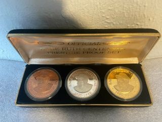 Babe Ruth CENTENNIAL Prestige Proof Medal Set - Bronze Silver Gold 2