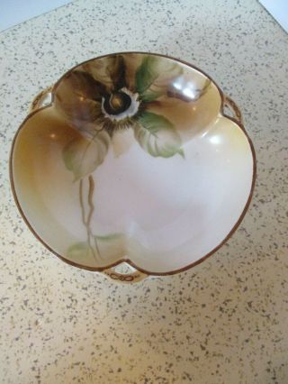 Vintage Bowl,  Nippon,  Hand Painted,  Large Flower Pattern,  Brown Hues,  5.  25 " Dia