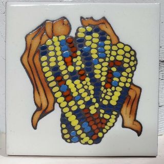 Southwestern Coaster Trivet Wall Art Cleo Teissedre Hand Painted Tile