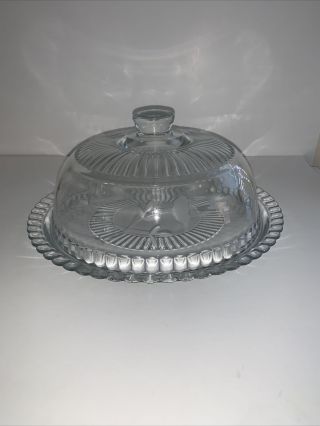 Princess House Heritage Crystal Pie Pastry Cake Plate With Dome 077