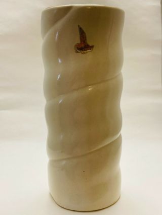 Vintage Red Wing Pottery Twist Swirl Vase 1235 Ivory/green