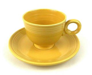 Fiestaware Vintage Footed Tea Cup And Saucer Set Yellow Fiesta - Hlc