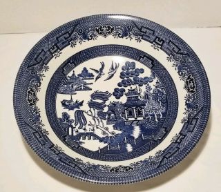 CHURCHILL England BLUE WILLOW Serving VEGETABLE Side Dish BOWL 8.  75 