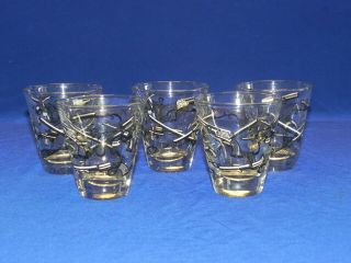 5 Vintage Small Libbey Cocktail Glass GUNS REVOLVERS Shot Cordial 2