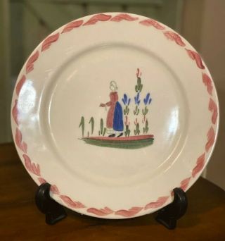 Vintage Blue Ridge China Pottery Dinner Plate French Peasant Girl Made In Usa
