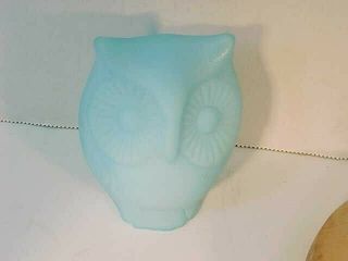 Vintage Fenton Blue Satin Frosted Art Glass Owl Figurine Paperweight 3 " H