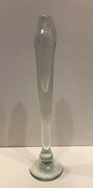 Vintage Brian Maytum Studio Art Glass Vase Clear Iridescent 1982 12” High